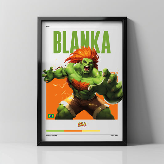 Cuadro Decorativo de Blanka | Street Fighter II | Salvajismo y Color Retro - Enki