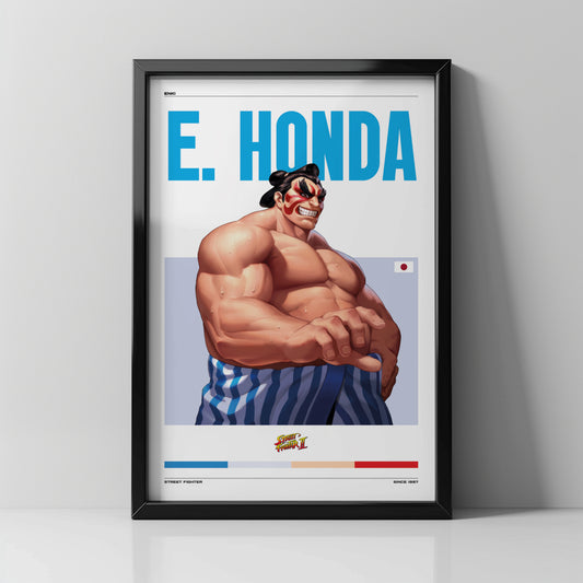 Cuadro Decorativo de E. Honda | Street Fighter II | Espíritu y Tradición Retro - Enki