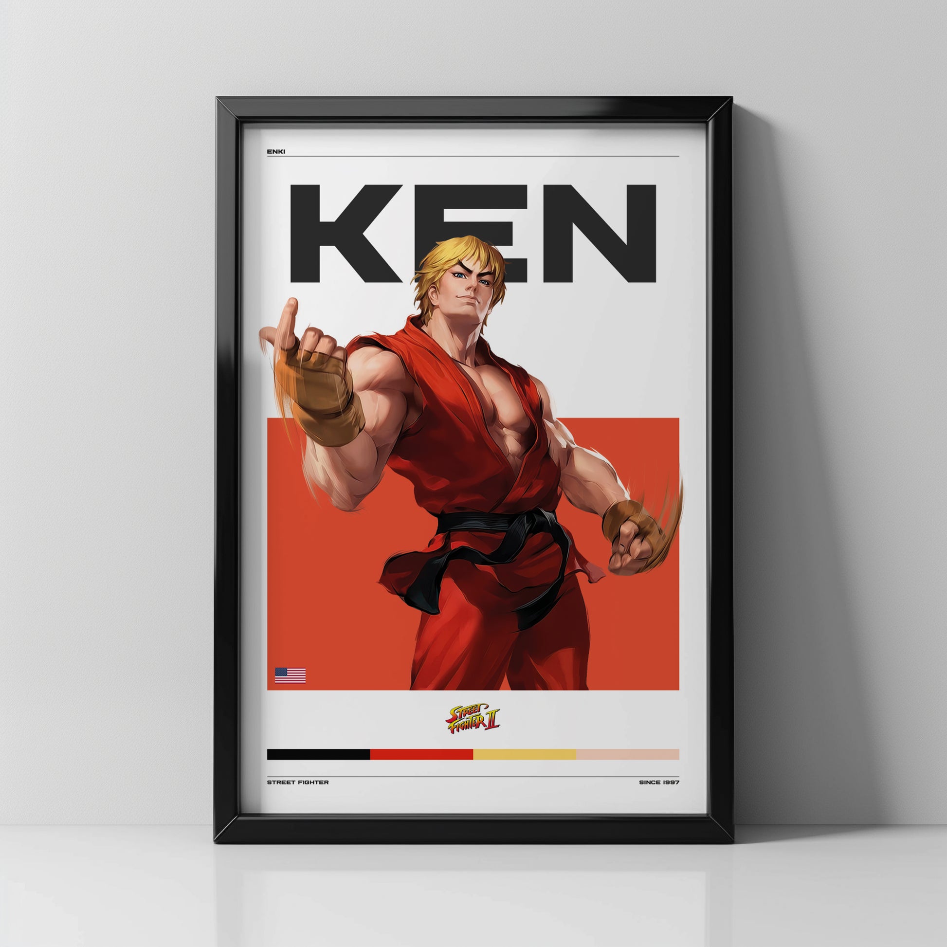 Cuadro Decorativo de Ken | Street Fighter II | Energía y Estilo Retro - Enki