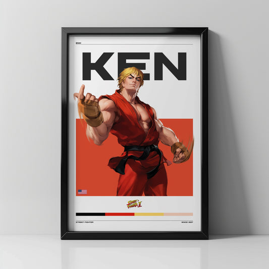 Cuadro Decorativo de Ken | Street Fighter II | Energía y Estilo Retro - Enki