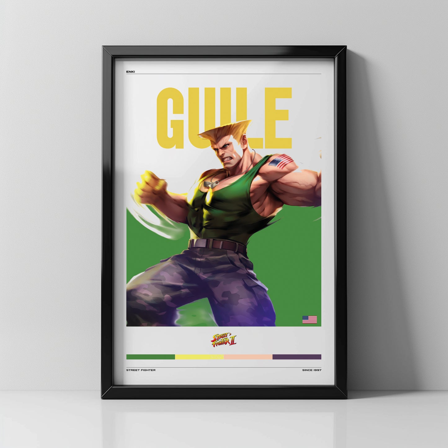 Cuadro Gamer de Guile | Street Fighter II | Honor Militar Retro Gamer - Enki